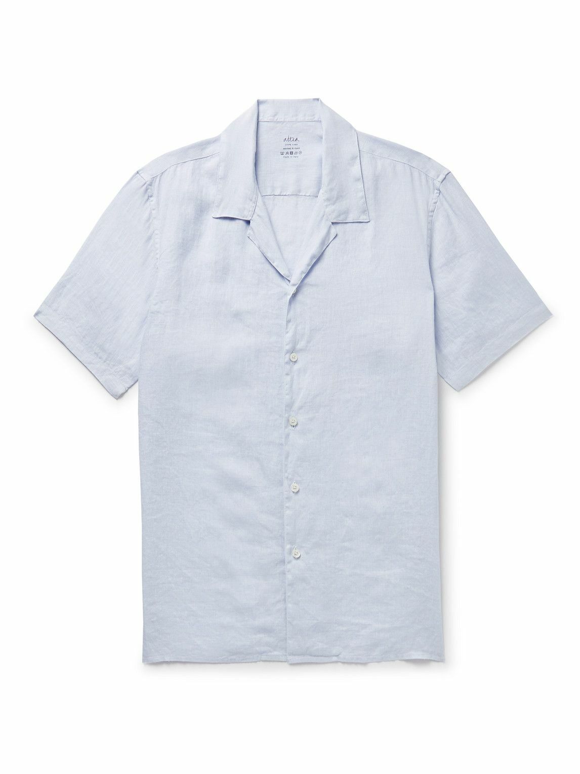 Altea - Baker Camp-Collar Linen Shirt - Purple Altea