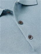 Club Monaco - Luxe Silk and Cashmere-Blend Polo Shirt - Blue