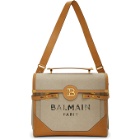 Balmain Beige and Brown B-Buzz 40 Briefcase