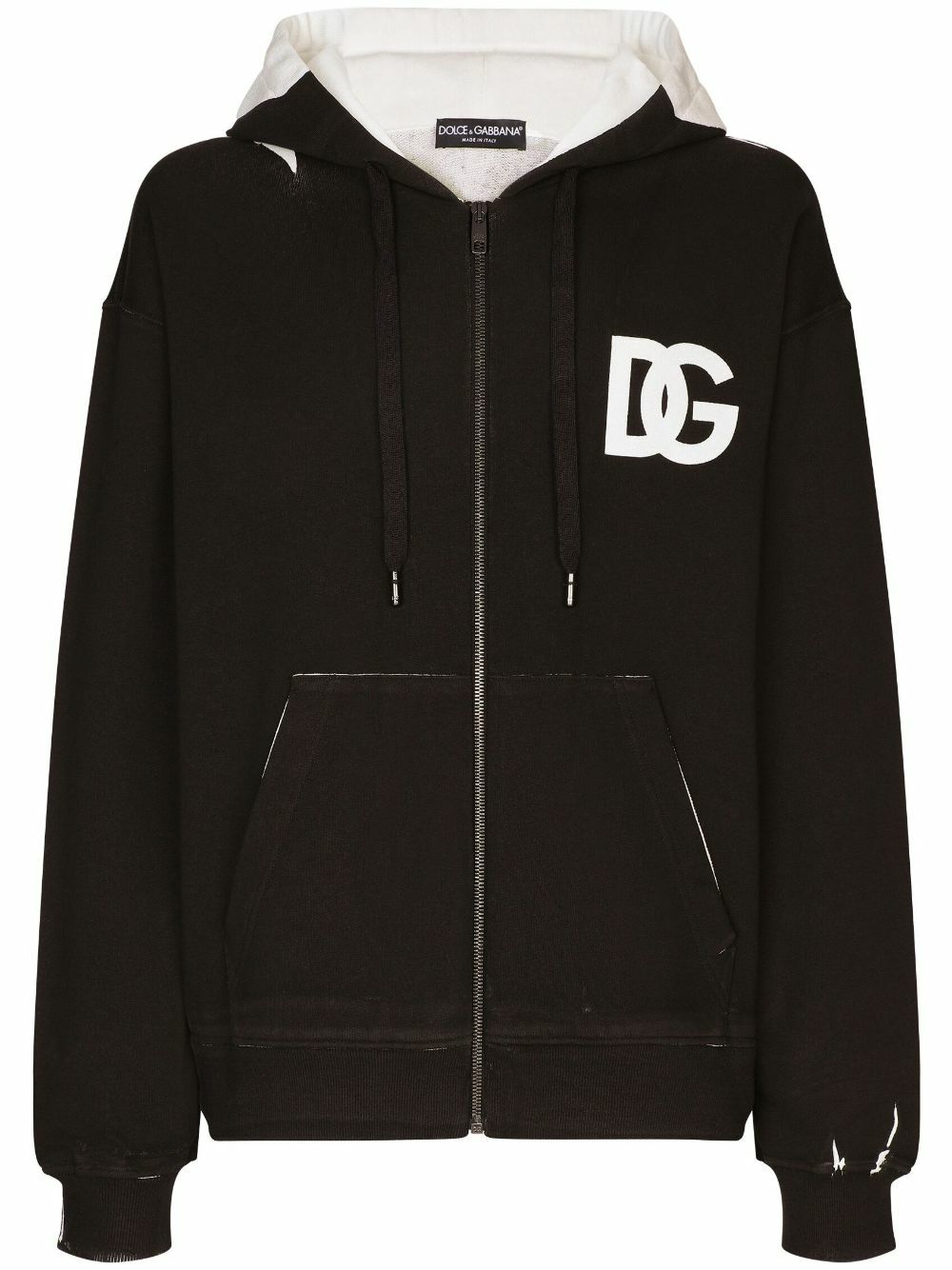 DOLCE & GABBANA - Logo Cotton Zipped Hoodie Dolce & Gabbana