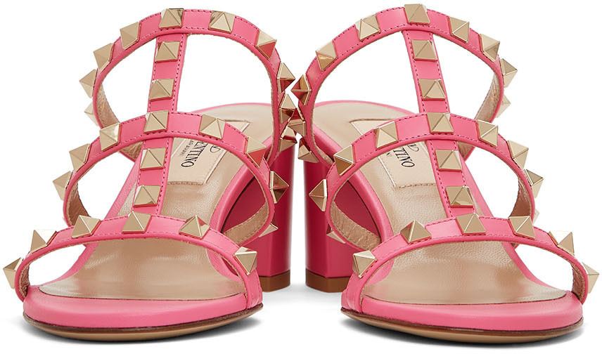 Valentino Garavani Pink Rockstud Heeled Sandals