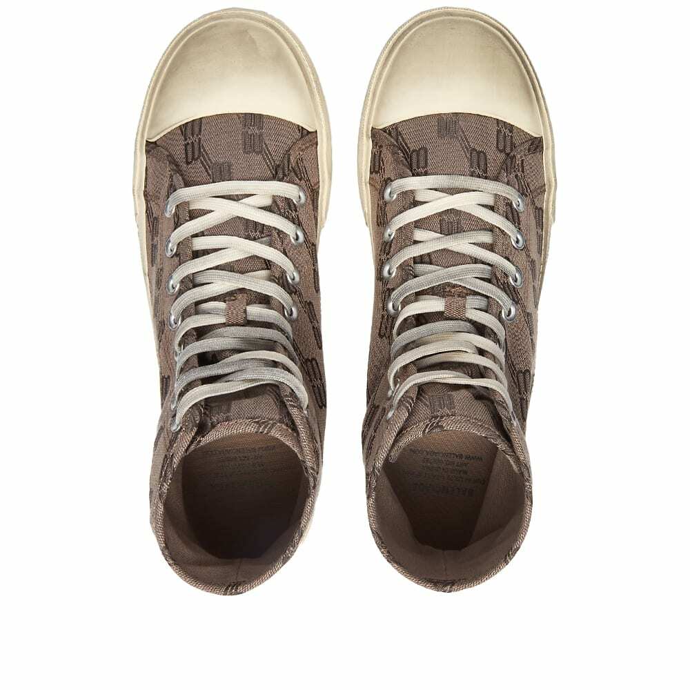 BALENCIAGA パリス ロゴ ロートップ スニーカー ベージュ Balenciaga Men's Paris High All-Over Logo Canvas Sneakers in