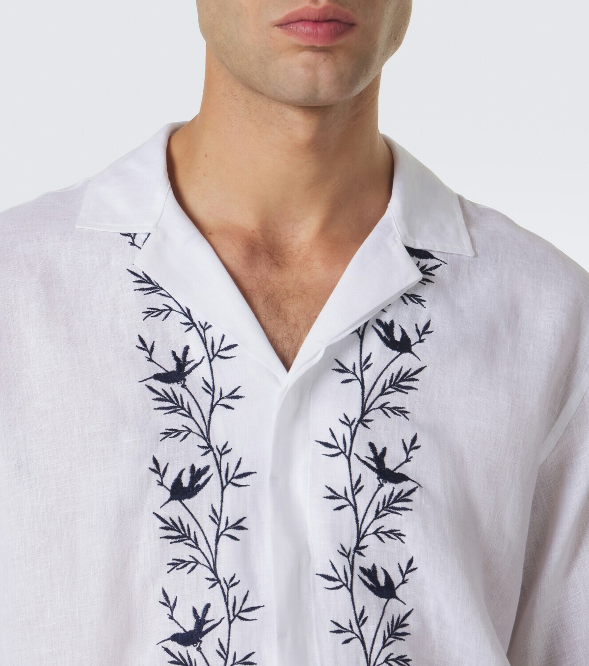 Orlebar Brown Maitan embroidered linen shirt