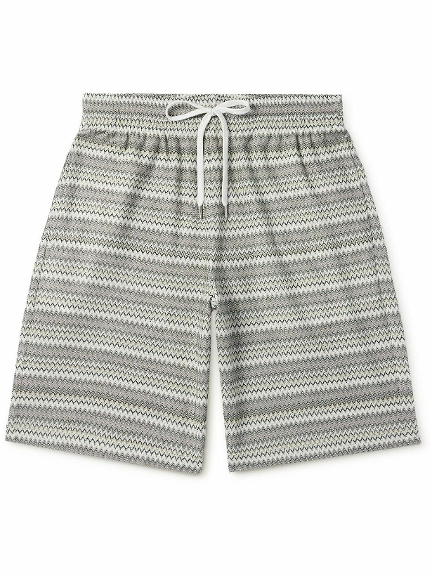 Photo: Missoni - Straight-Leg Striped Crochet-Knit Drawstring Shorts - Green
