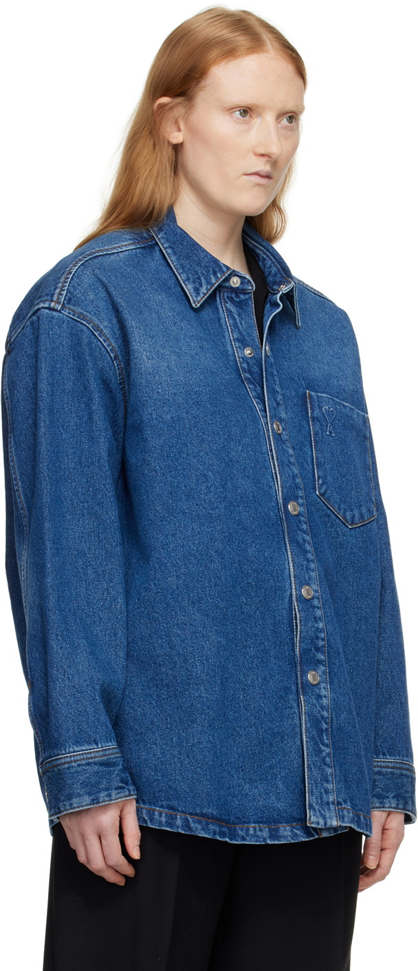 AMI Paris Blue Ami de Cœur Denim Jacket