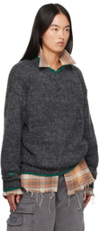 ERL Gray Pilling Overwashed Sweater