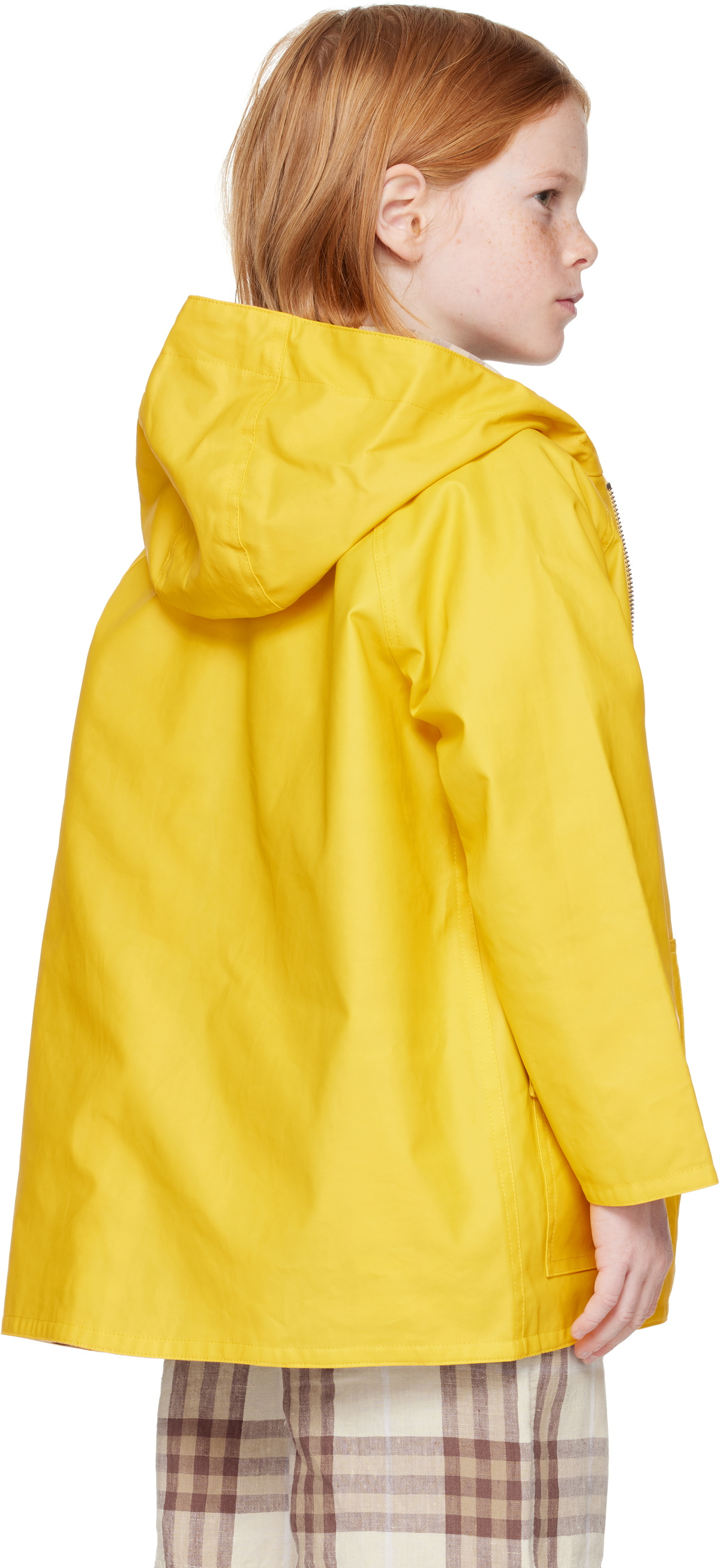 Burberry Kids Yellow Check Cotton Reversible Jacket