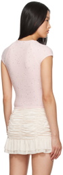 GUIZIO Pink Miki Sequin Knit T-shirt