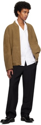 Róhe Brown Zip Suede Bomber Jacket