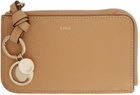 Chloé Tan Alphabet Zip Around Card Holder