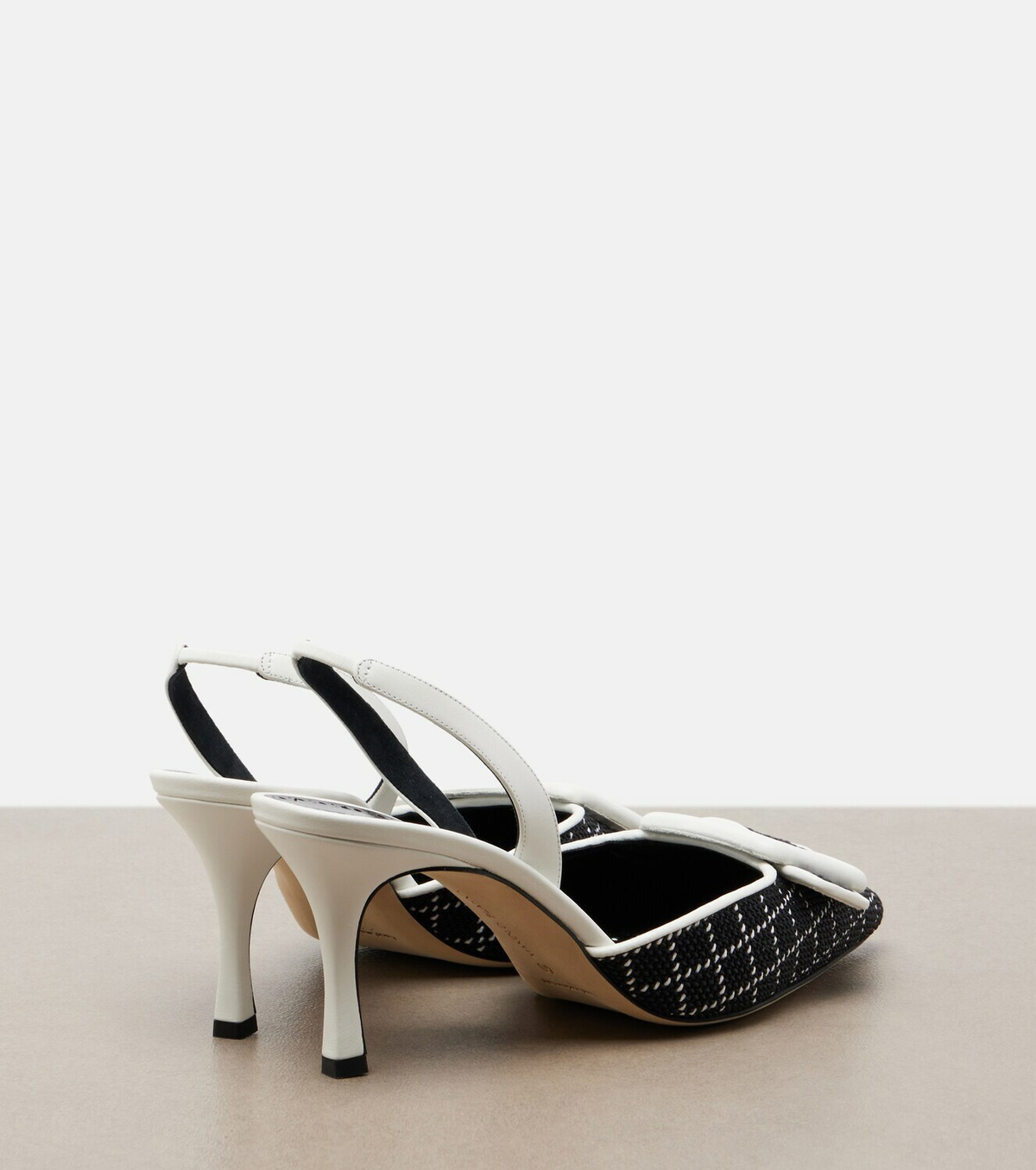 Manolo Blahnik Maysli raffia-effect slingback pumps