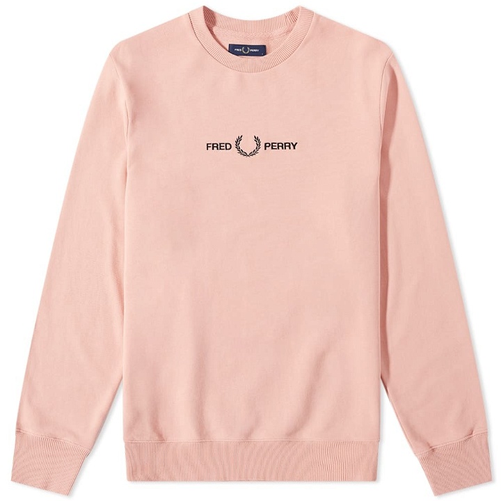 Photo: Fred Perry Men's Embroidered Sweat in Pink Peach