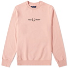 Fred Perry Men's Embroidered Sweat in Pink Peach