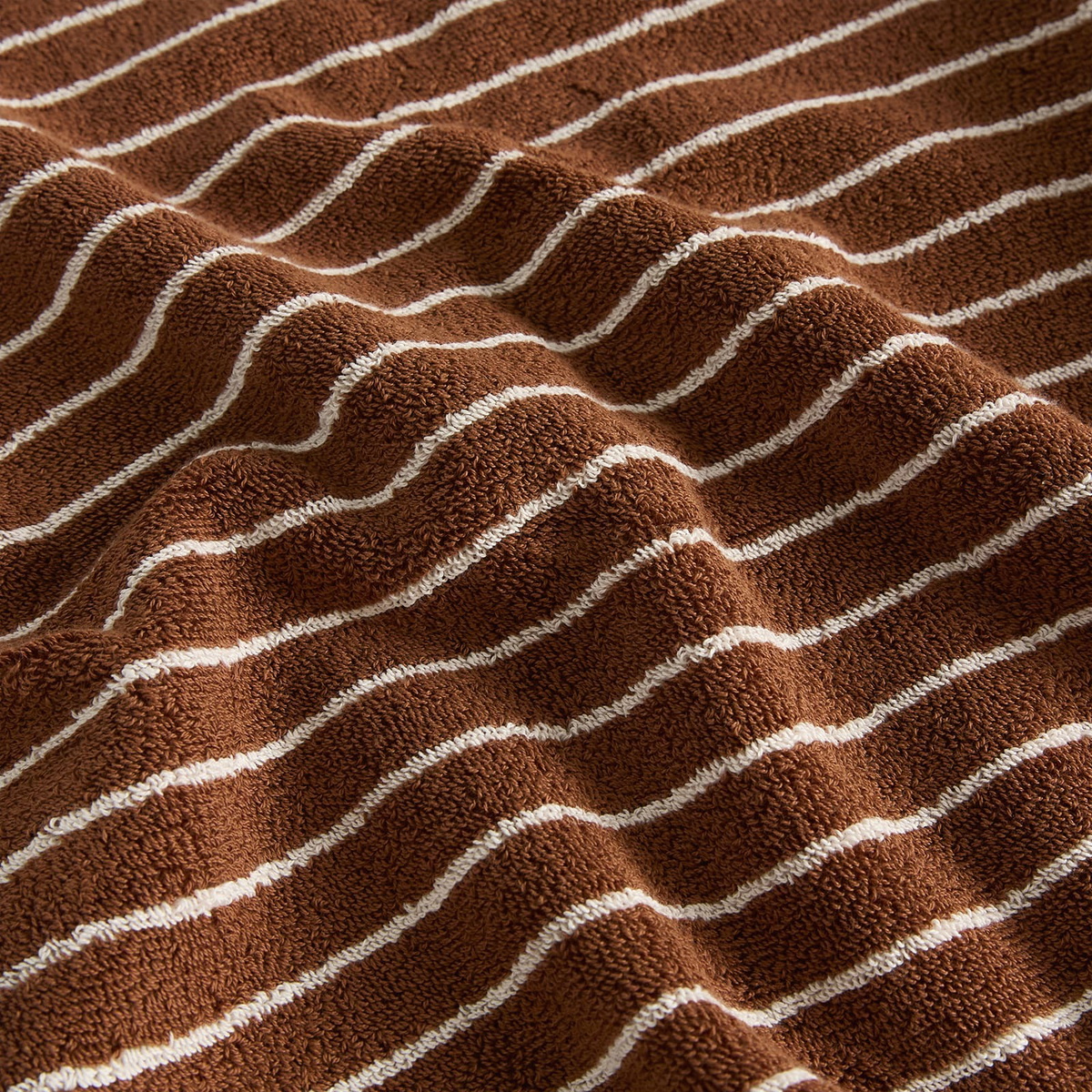 Tekla Fabrics Organic Terry Hand Towel in Rust Stripes 