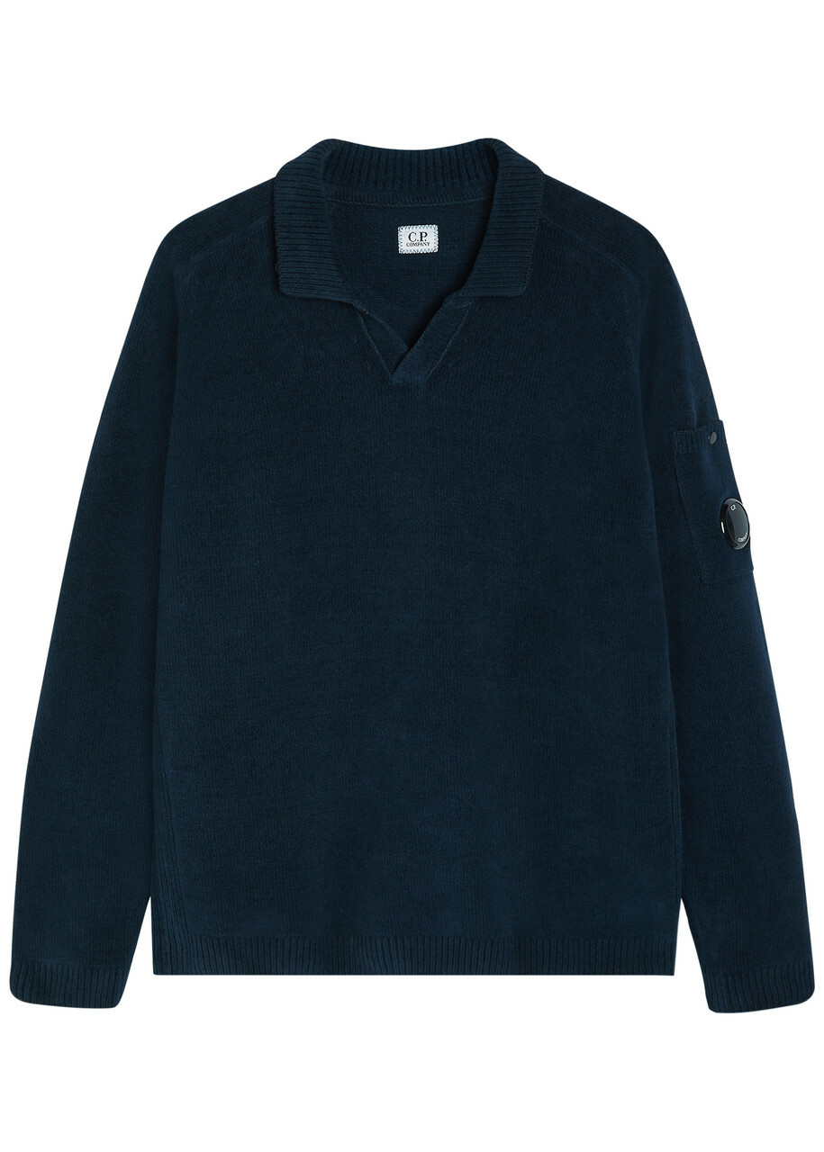 C.P. Company Cotton Polo Jumper Navy