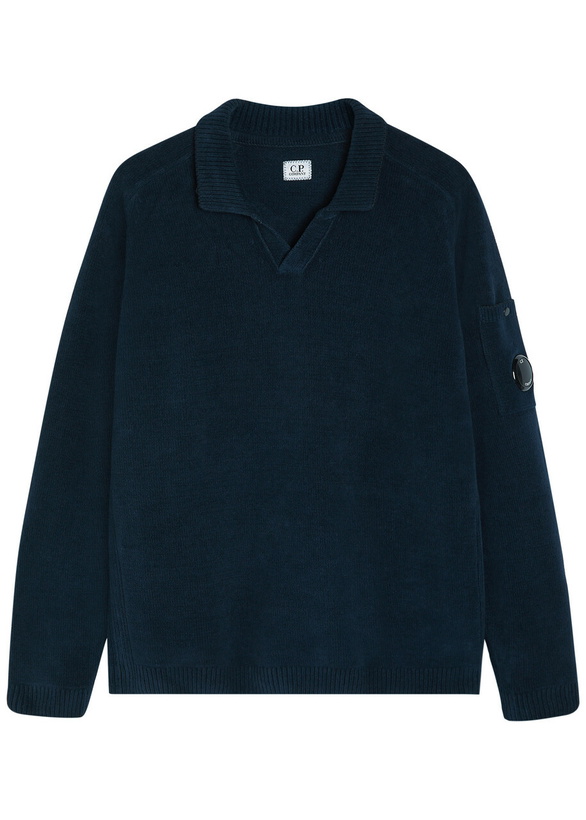 Photo: C.P. Company Cotton Polo Jumper Navy