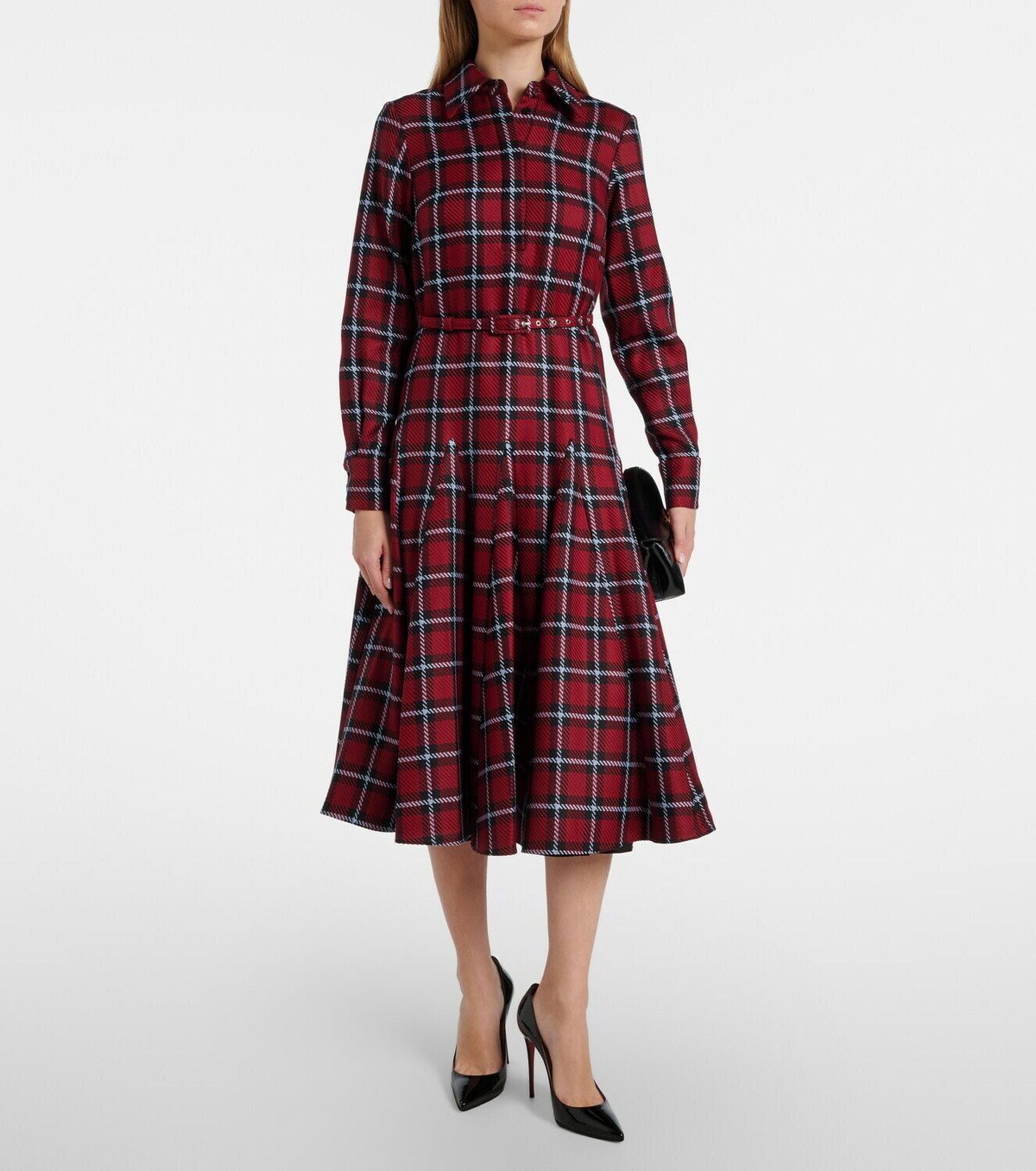 Emilia Wickstead Marione belted tartan wool-blend midi dress