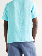 ALTEA - Baker Camp-Collar Linen Shirt - Blue - L