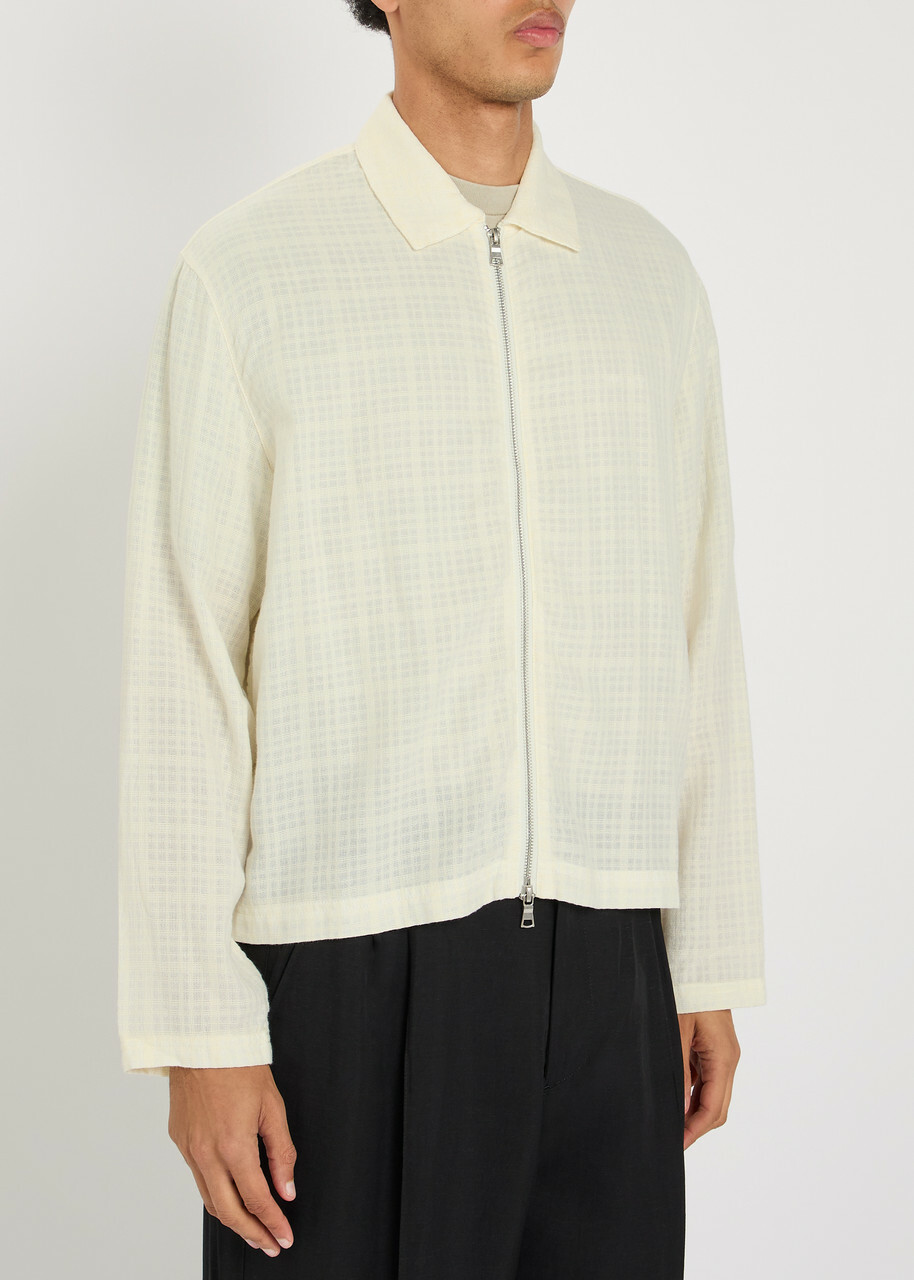 Mki Miyuki Zoku Rider Checked-weave Cotton Overshirt White 02