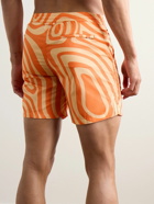 Richard James - Straight-Leg Mid-Length Printed Recycled Swim Shorts - Orange