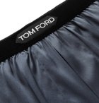 TOM FORD - Velvet-Trimmed Stretch-Silk Satin Boxer Shorts - Gray