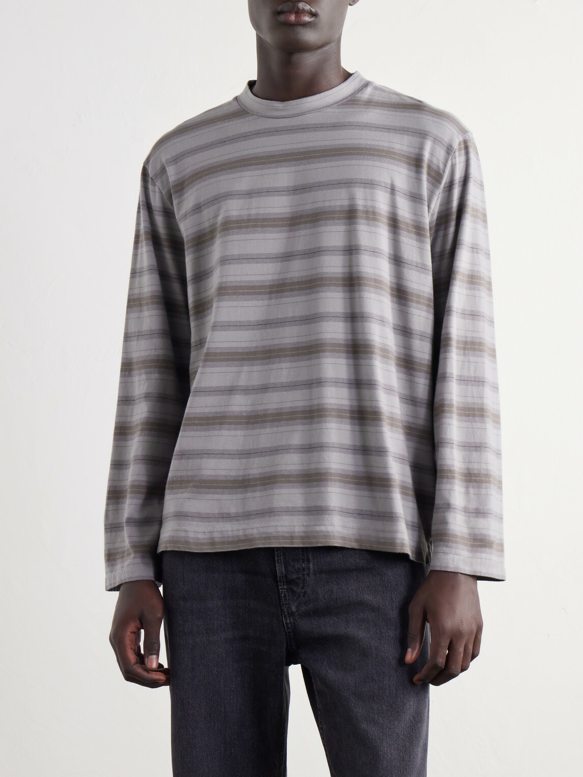Our Legacy - Striped Cotton-Jersey T-Shirt - Gray