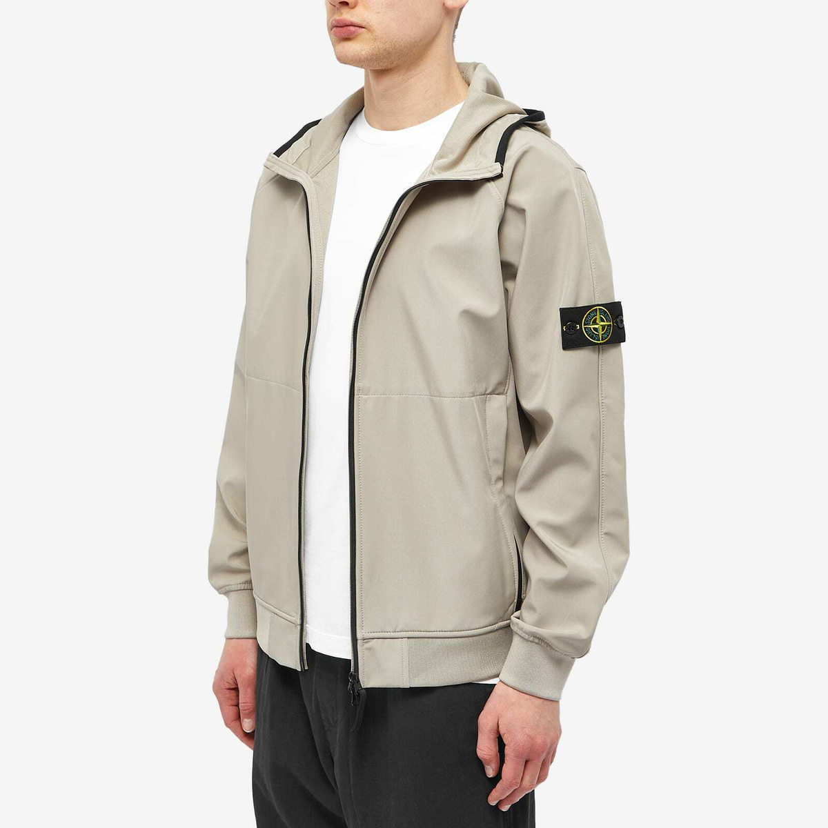 Stone Island Men's Light Soft Shell-R Hooded Jacket in Dove Grey