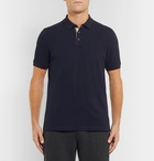 Brunello Cucinelli - Slim-Fit Grosgrain-Trimmed Cotton-Piqué Polo Shirt - Men - Navy