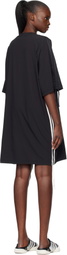 Y-3 Black Cinch 3 Stripes Oversized Tee Midi Dress
