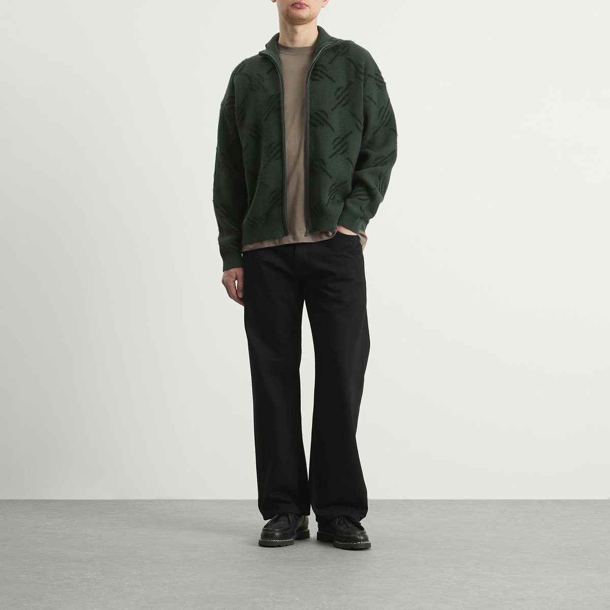 Daily Paper Men's Monogram Knit Zip Cardigan in Rosin