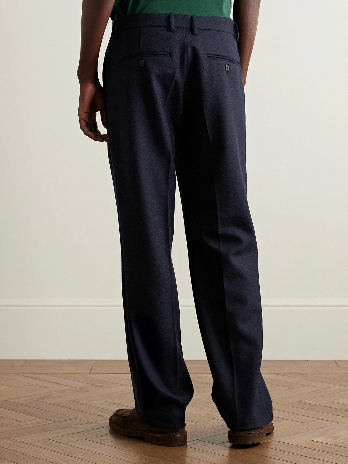 Portuguese Flannel - Pleated Wool Trousers - Blue