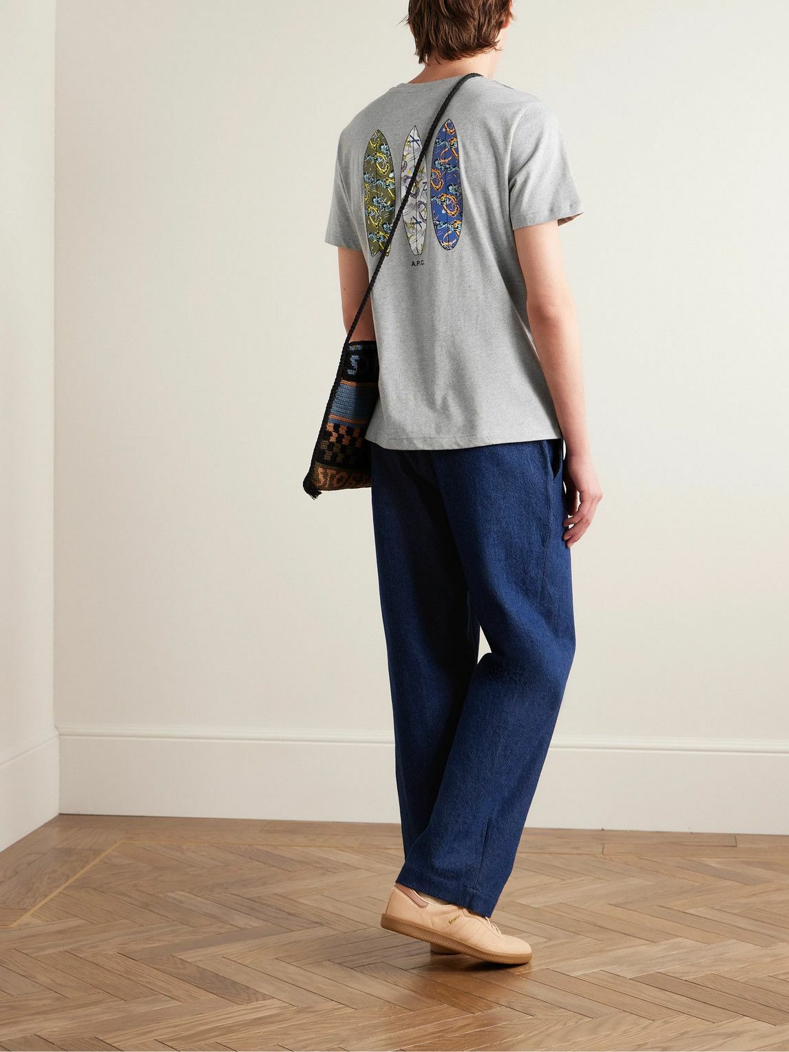 A.P.C. - Wave Logo-Print Cotton-Jersey T-Shirt - Gray A.P.C.
