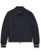 Ermenegildo Zegna - Slim-Fit Leather-Trimmed Achillfarm Wool Jacket - Blue
