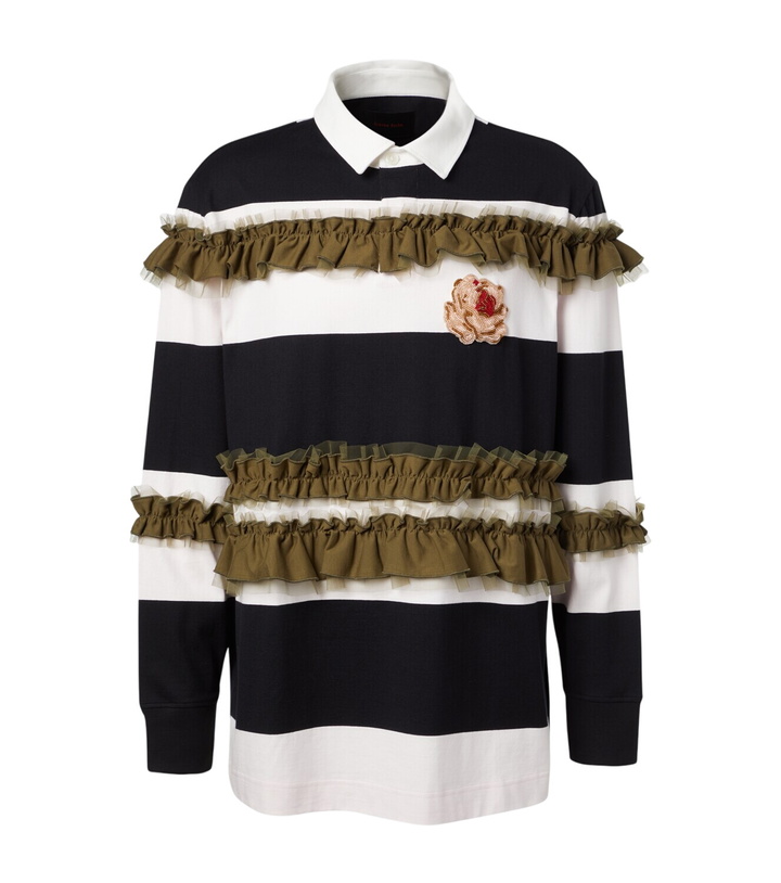 Photo: Simone Rocha Ruffled striped cotton polo shirt