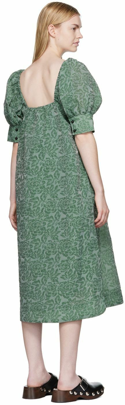 GANNI Green Jacquard Midi Dress