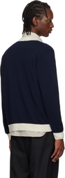 Maison Kitsuné Navy Contrasted Cotton Comfort Cardigan