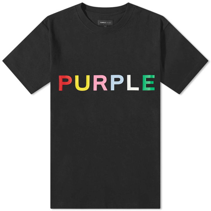 Photo: Purple Brand Men's Clean Multi Coloured Logo T-Shirt in Black