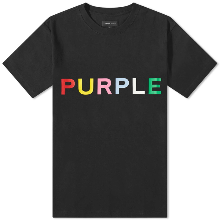 Photo: Purple Brand Men's Clean Multi Coloured Logo T-Shirt in Black