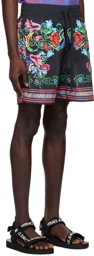 Versace Jeans Couture Black V-Emblem Garden Shorts