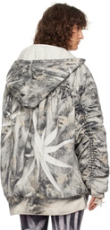 Masha Popova SSENSE Exclusive White & Black Oversized Hooded Denim Bomber Jacket