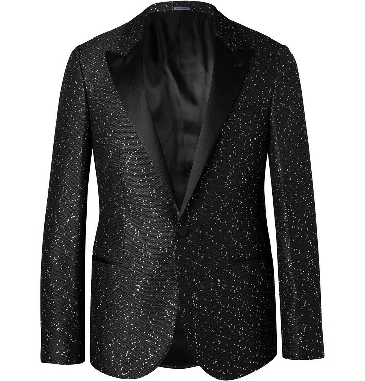 Photo: Lanvin - Black Slim-Fit Paliette-Embellished Jacquard Blazer - Men - Black