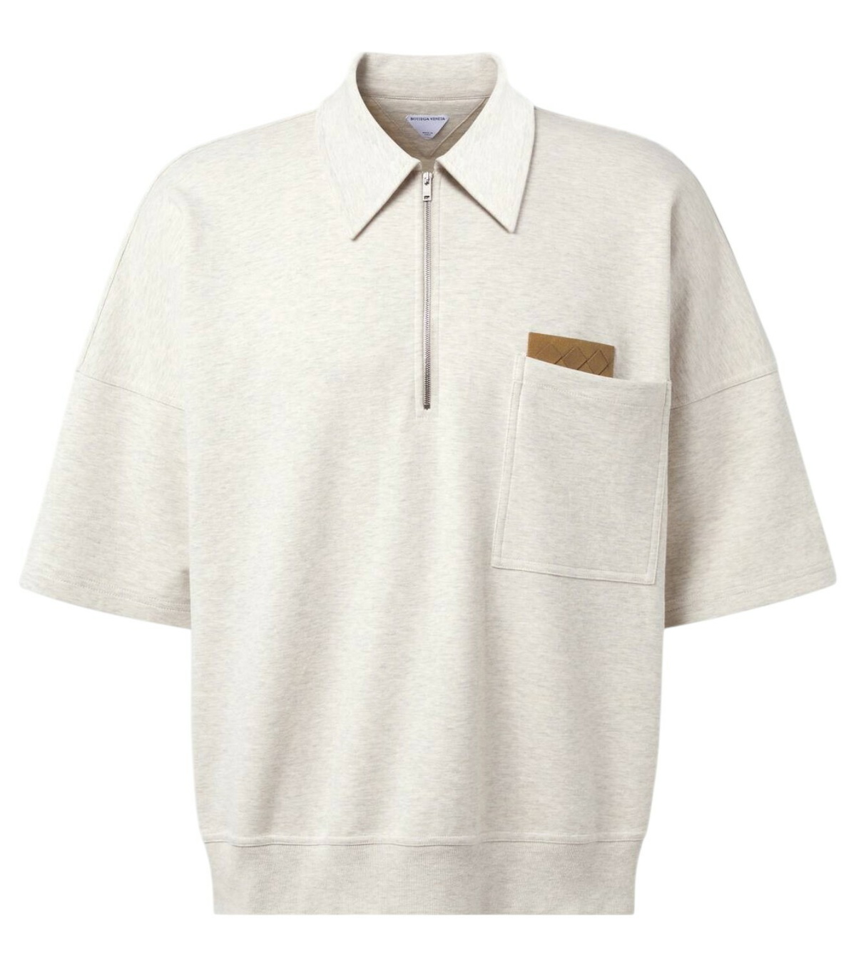 Tシャツ・カットソー BOTTEGA VENETA Melange Sand Cotton Polo Shirt Bottega Veneta Zip-up cotton jersey polo shirt Bottega Veneta