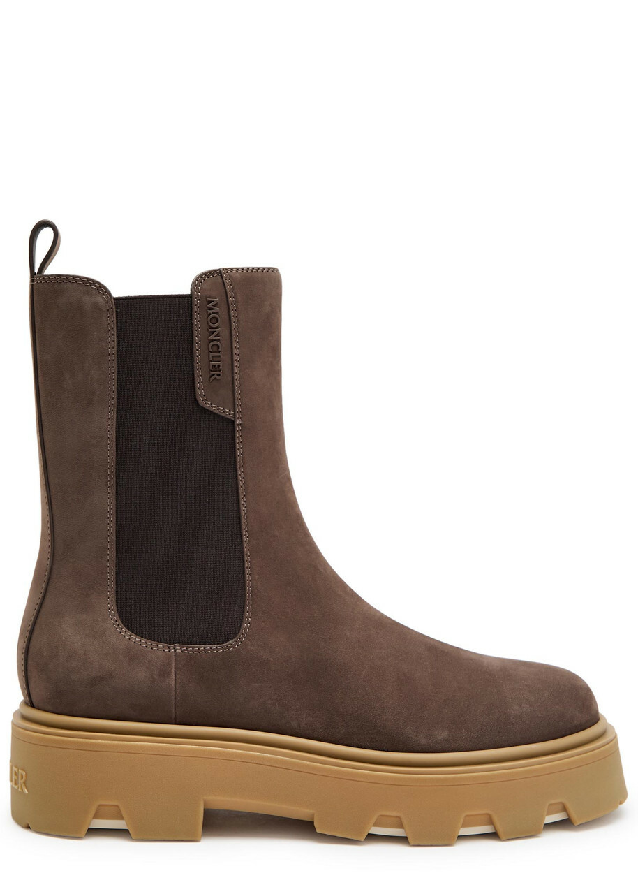 Moncler Aurea Suede Chelsea Boots Brown