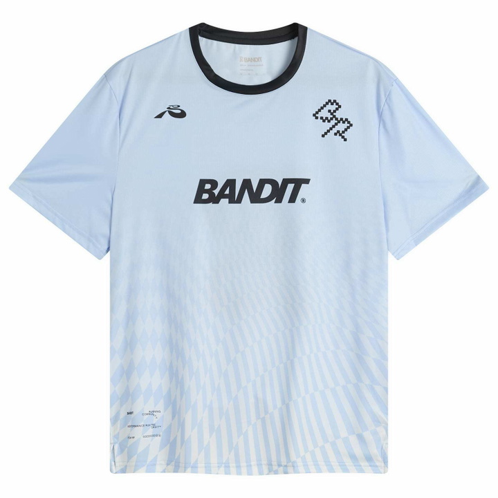 Photo: Bandit Men's Drift SS Printed Performance T-Shirt in Undulating Gradient Check/Breeze Blue/Light Breeze Blue