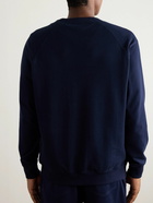 Brunello Cucinelli - Logo-Embroidered Printed Cotton-Blend Jersey Sweatshirt - Blue