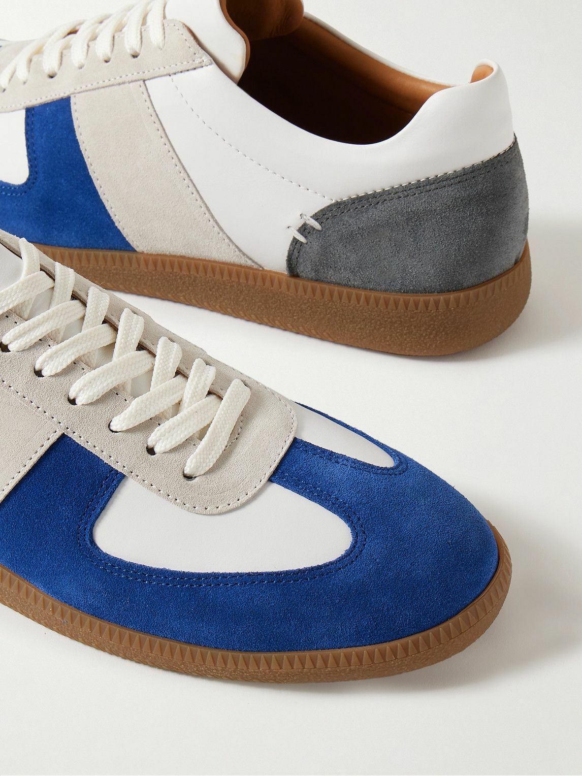 Mr P. - Ansel Colour-Block Suede and Leather Sneakers - Blue