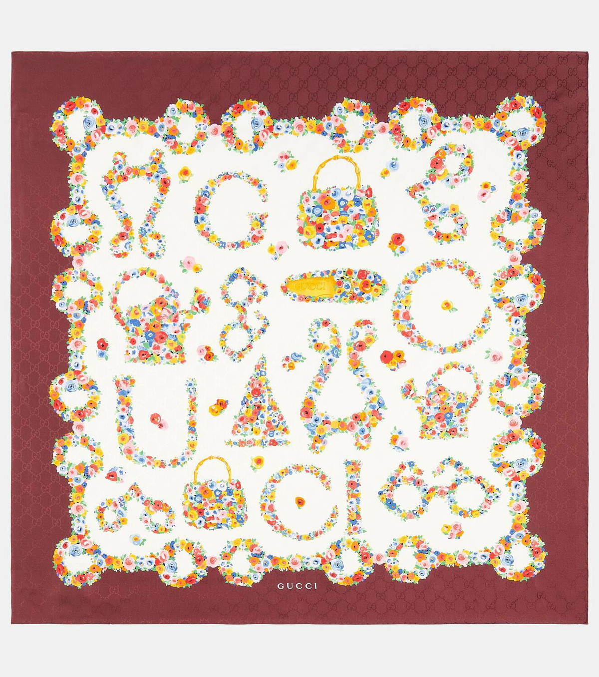 スカーフ Gucci Gucci Interlocking G Floral Print Foulard Gucci Gucci Interlocking G Floral silk scarf Gucci