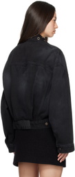 MSGM Black Eyelet Denim Jacket