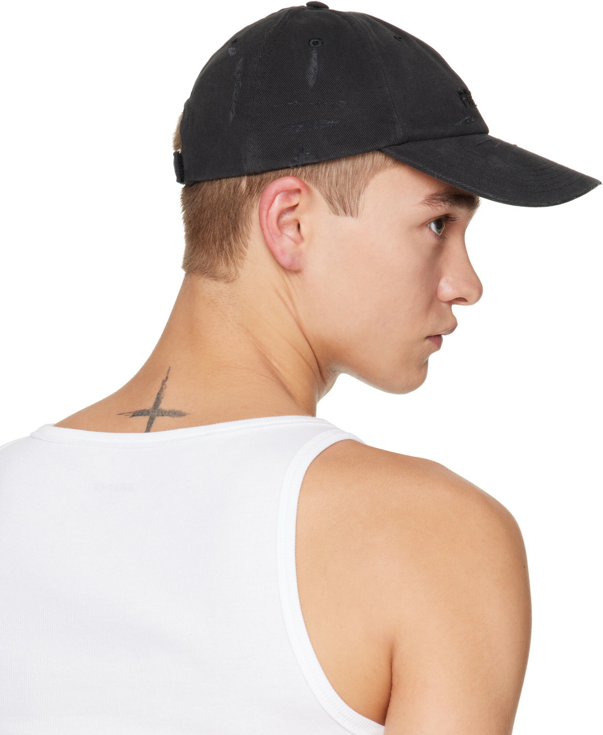 VETEMENTS Black 'Friday' Distressed Cap