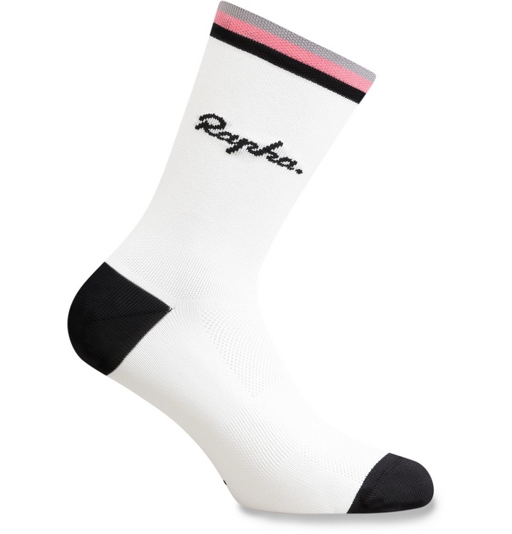 Photo: Rapha - Logo-Intarsia Stretch-Knit Cycling Socks - White